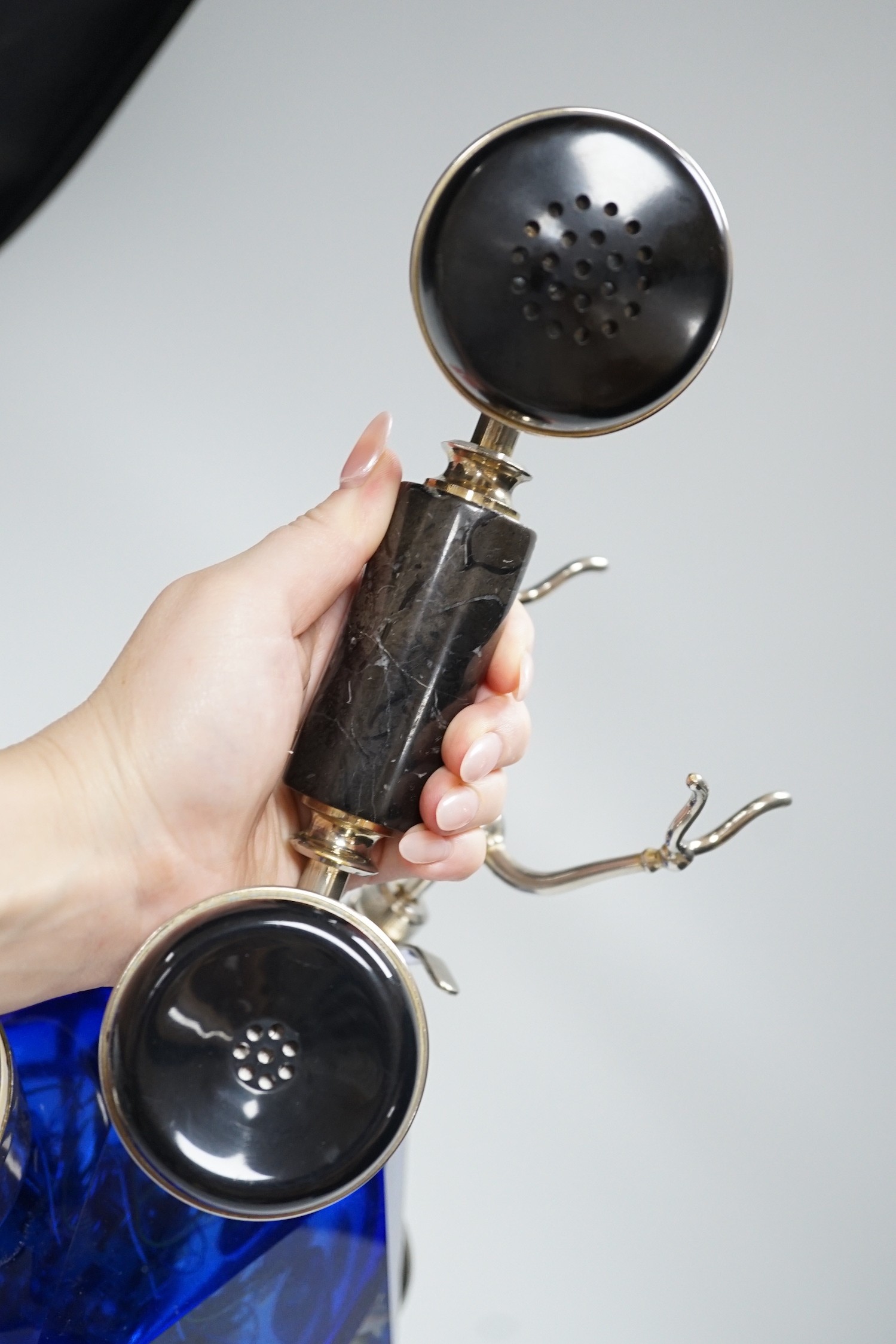 An Italian glass 1960's/70's telephone hand set, 27cm